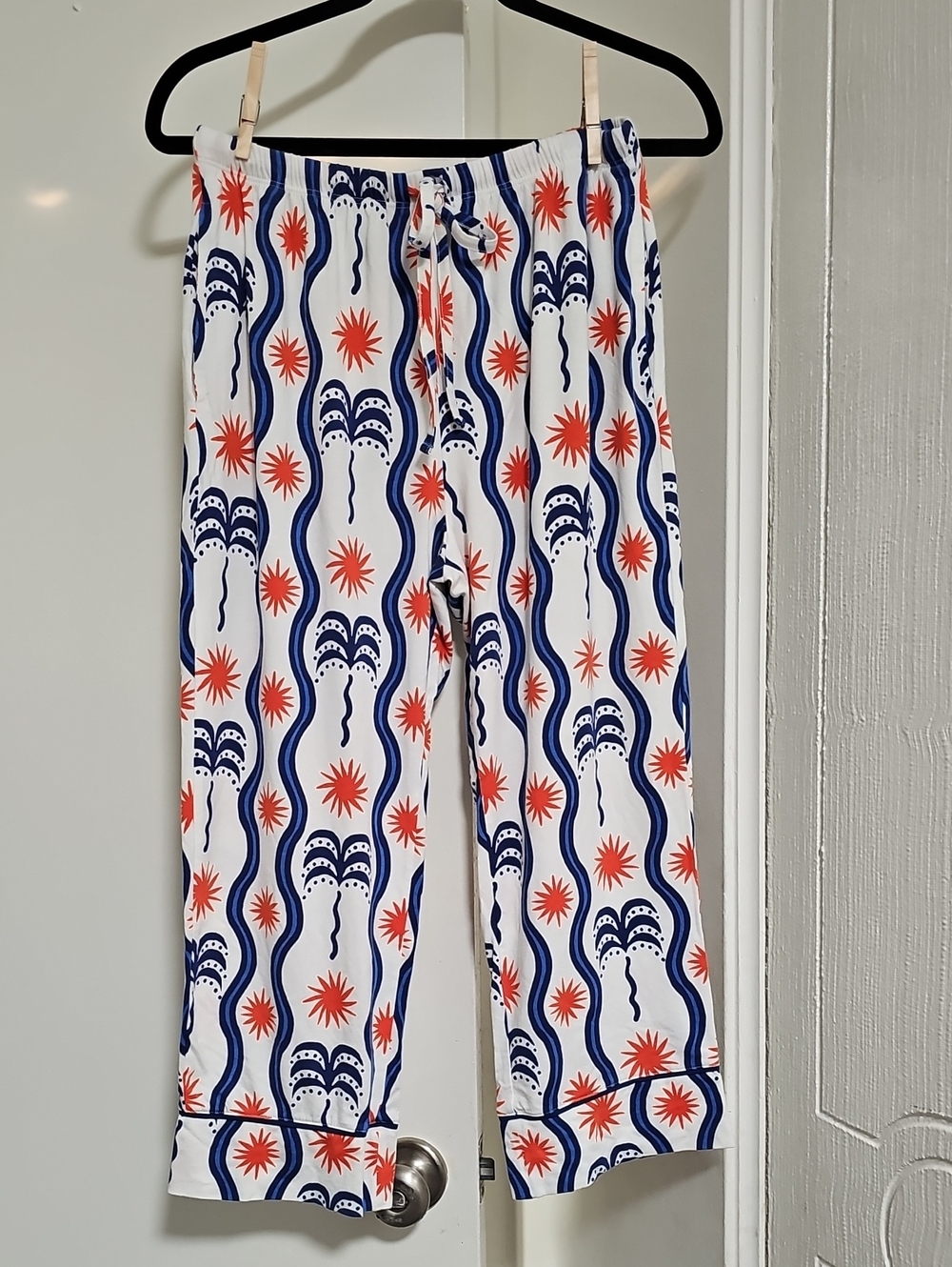 The Cat's Pajamas Pajama Pants White/Orange/Blue Size Small